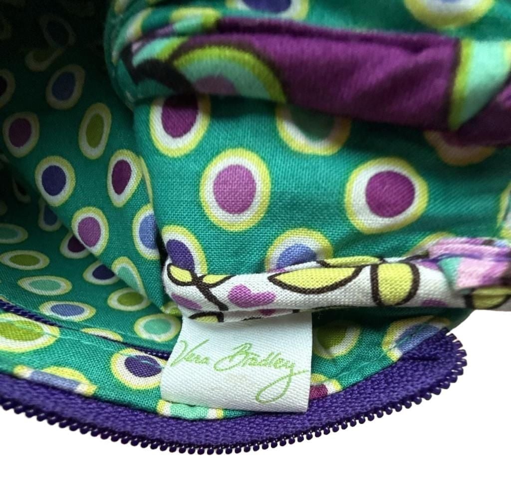 Vera Bradley Pushlock Wristlet Heather Paisley Quilted Purple Wallet 8