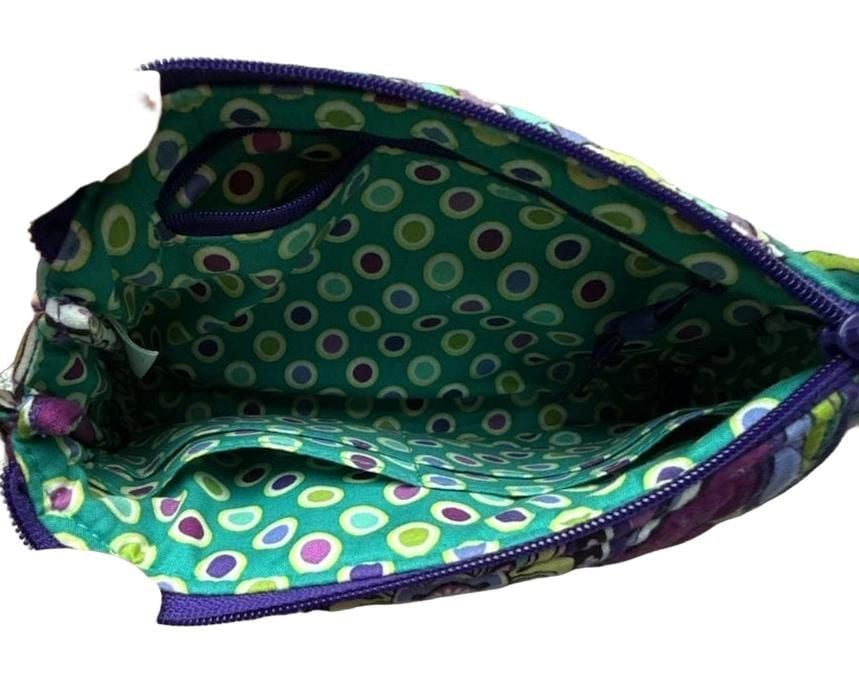 Vera Bradley Pushlock Wristlet Heather Paisley Quilted Purple Wallet 7