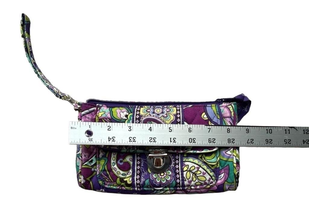 Vera Bradley Pushlock Wristlet Heather Paisley Quilted Purple Wallet 9