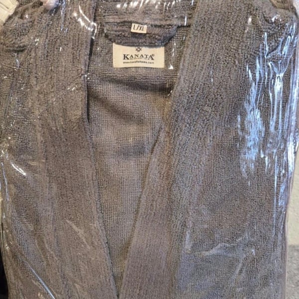 Kanata Robe Size L/XL Gray Terry Bathrobe