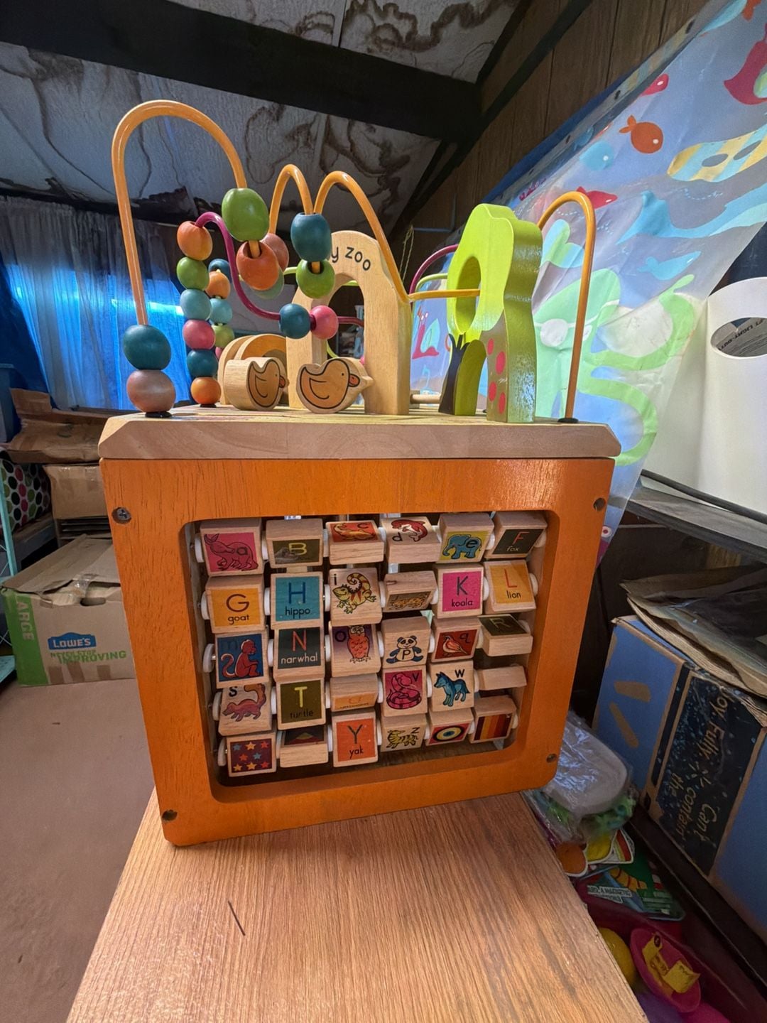 B. Toys Zany Zoo Wooden Activity Cube 3