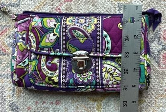 Vera Bradley Pushlock Wristlet Heather Paisley Quilted Purple Wallet 10
