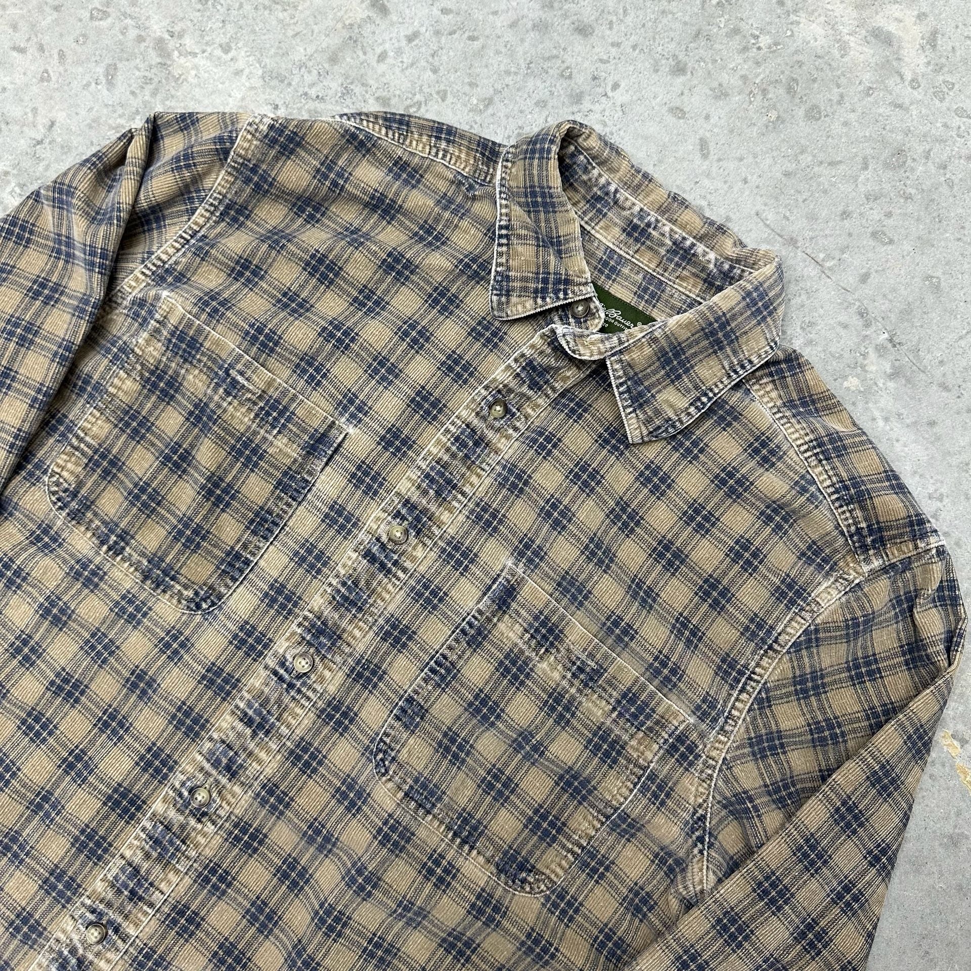 Vintage Eddie Bauer Plaid Corduroy Shirt - Large 2