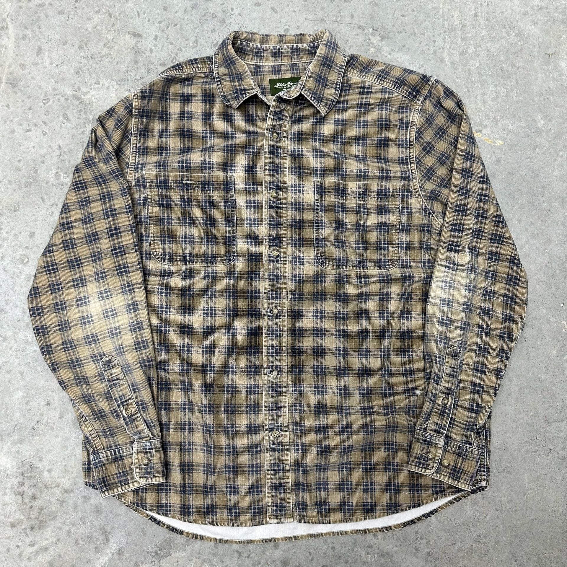 Vintage Eddie Bauer Plaid Corduroy Shirt - Large 3