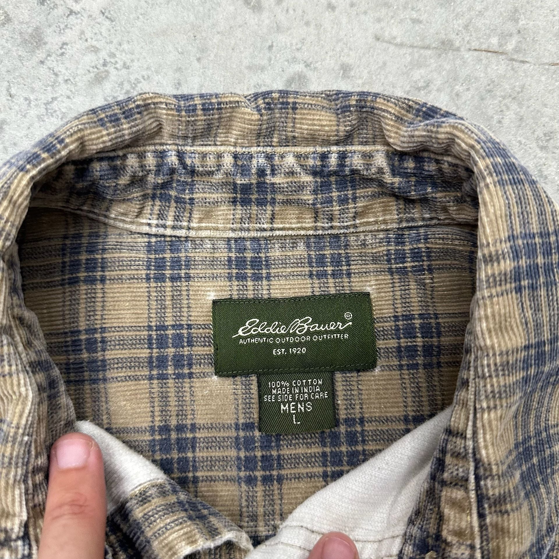 Vintage Eddie Bauer Plaid Corduroy Shirt - Large 4