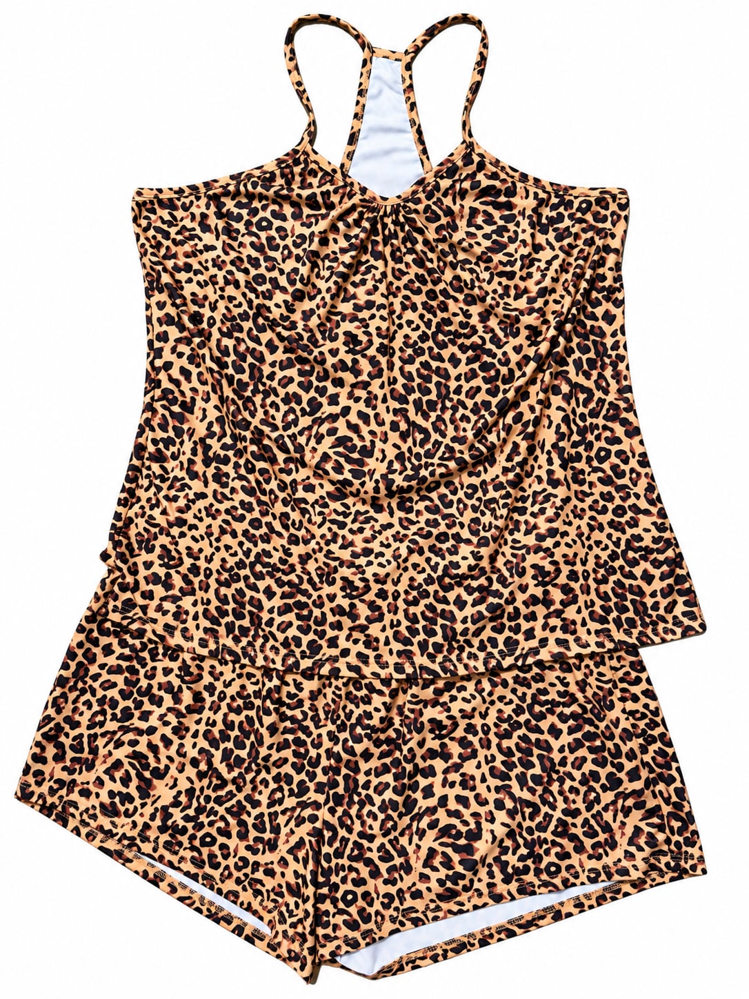Ekouaer Tank Top And Shorts Set Size 2XL Leopard Print Sleepwear 1