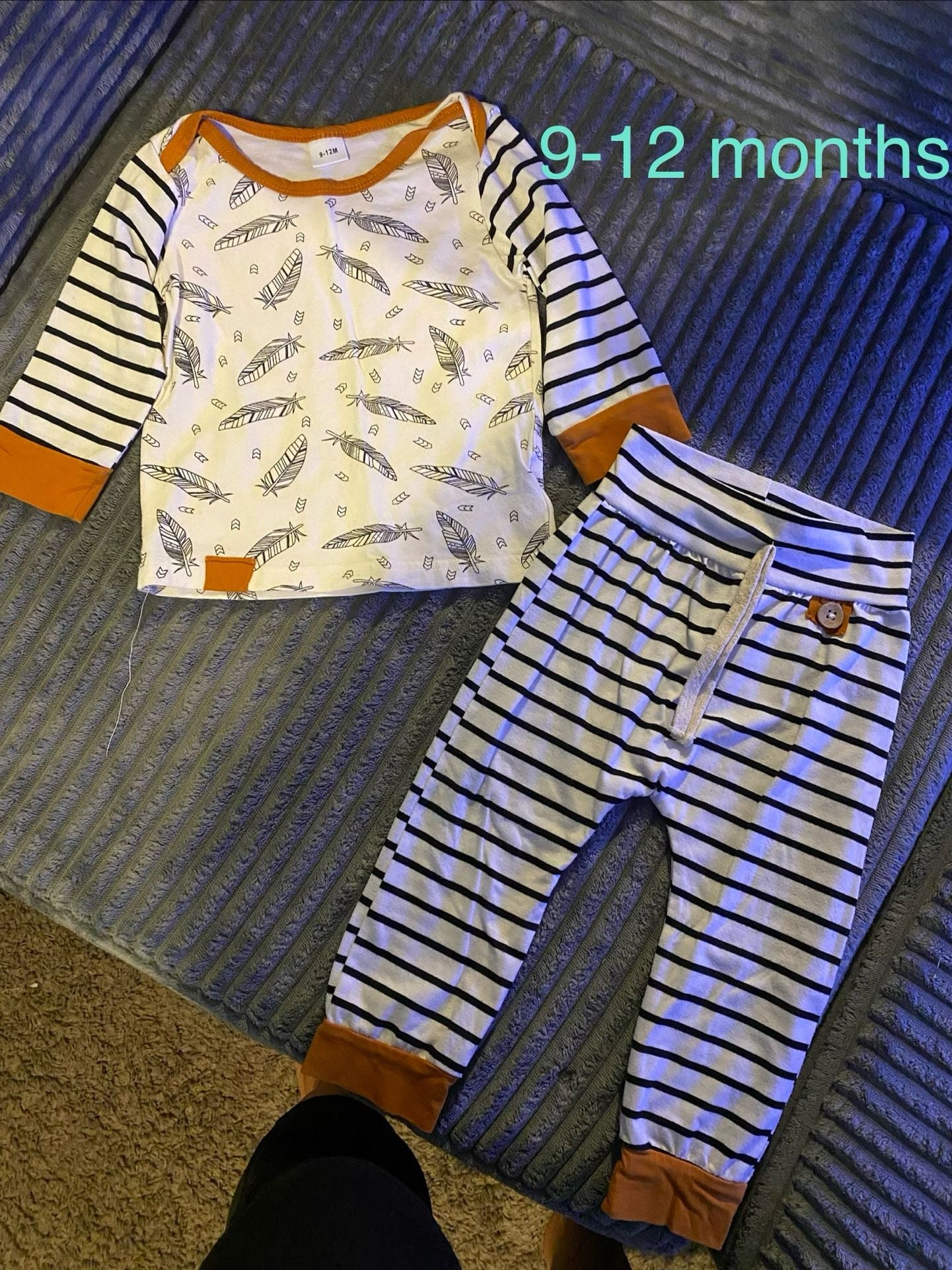 Boston Jack's Feather and Stripe Outfit Set Size 9-12M 1