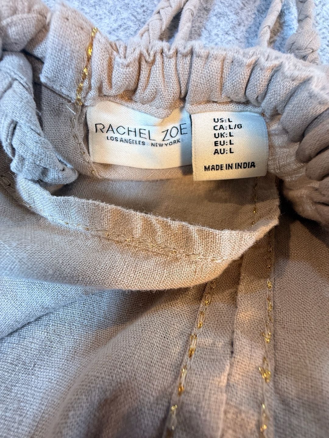 Rachel Zoe Tiered Maxi Dress Size L Beige Linen Blend Halter Pockets 4