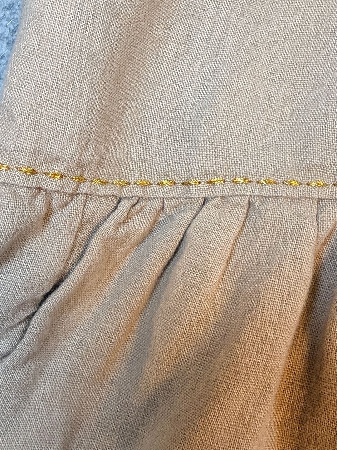 Rachel Zoe Tiered Maxi Dress Size L Beige Linen Blend Halter Pockets 7