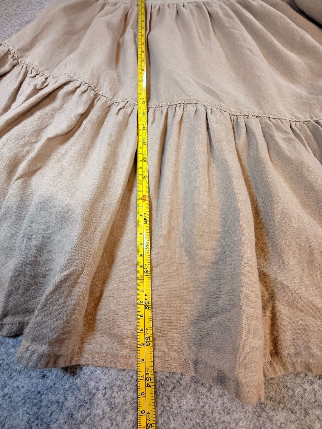 Rachel Zoe Tiered Maxi Dress Size L Beige Linen Blend Halter Pockets 9