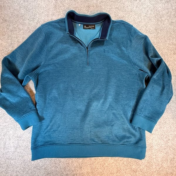 Under Armour ColdGear 1/4 Zip Pullover Size XXL Blue Fleece Sweater