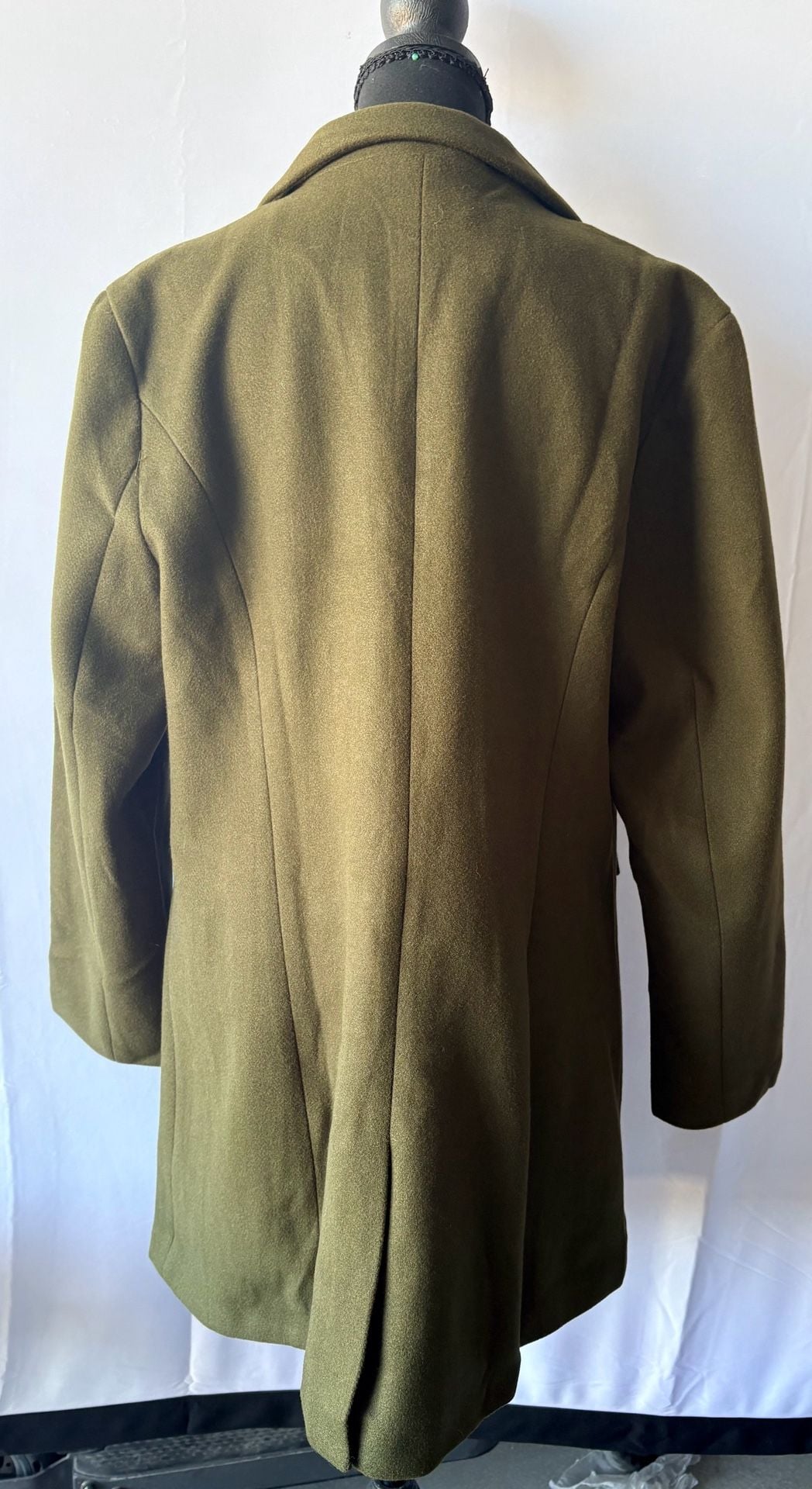 Allegra K Olive Green Trench Coat | Women’s L | Structured Pea Coat (103) 4