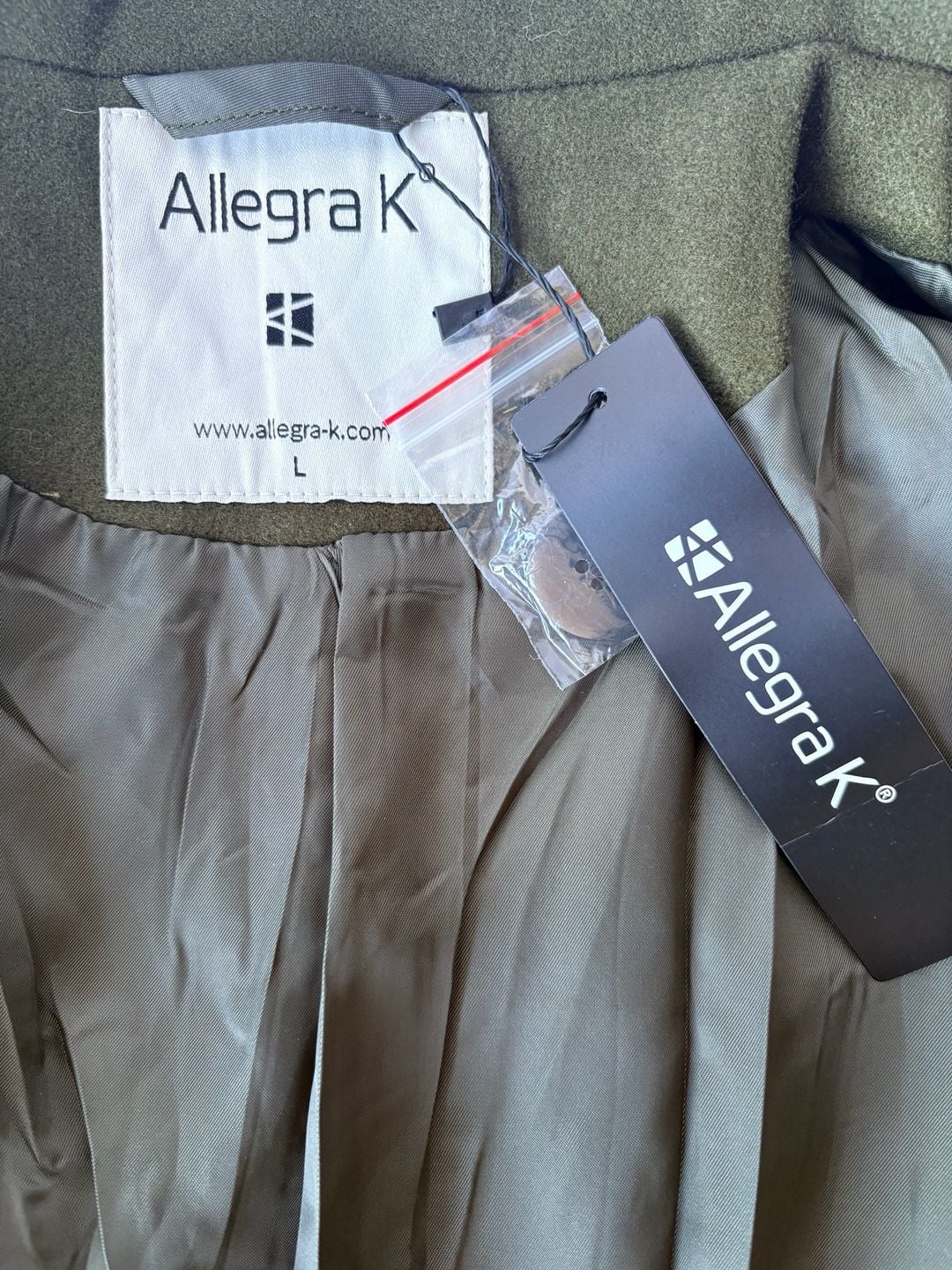 Allegra K Olive Green Trench Coat | Women’s L | Structured Pea Coat (103) 5