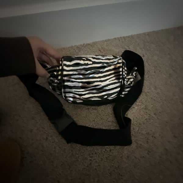Pacsun Zebra Print Belt Bag Fanny Pack Silver Black