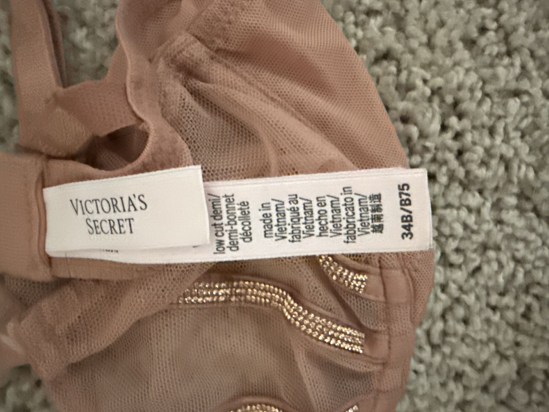 Victoria's Secret Shine Strap Unlined Low-Cut Demi Bra Size 34B 3