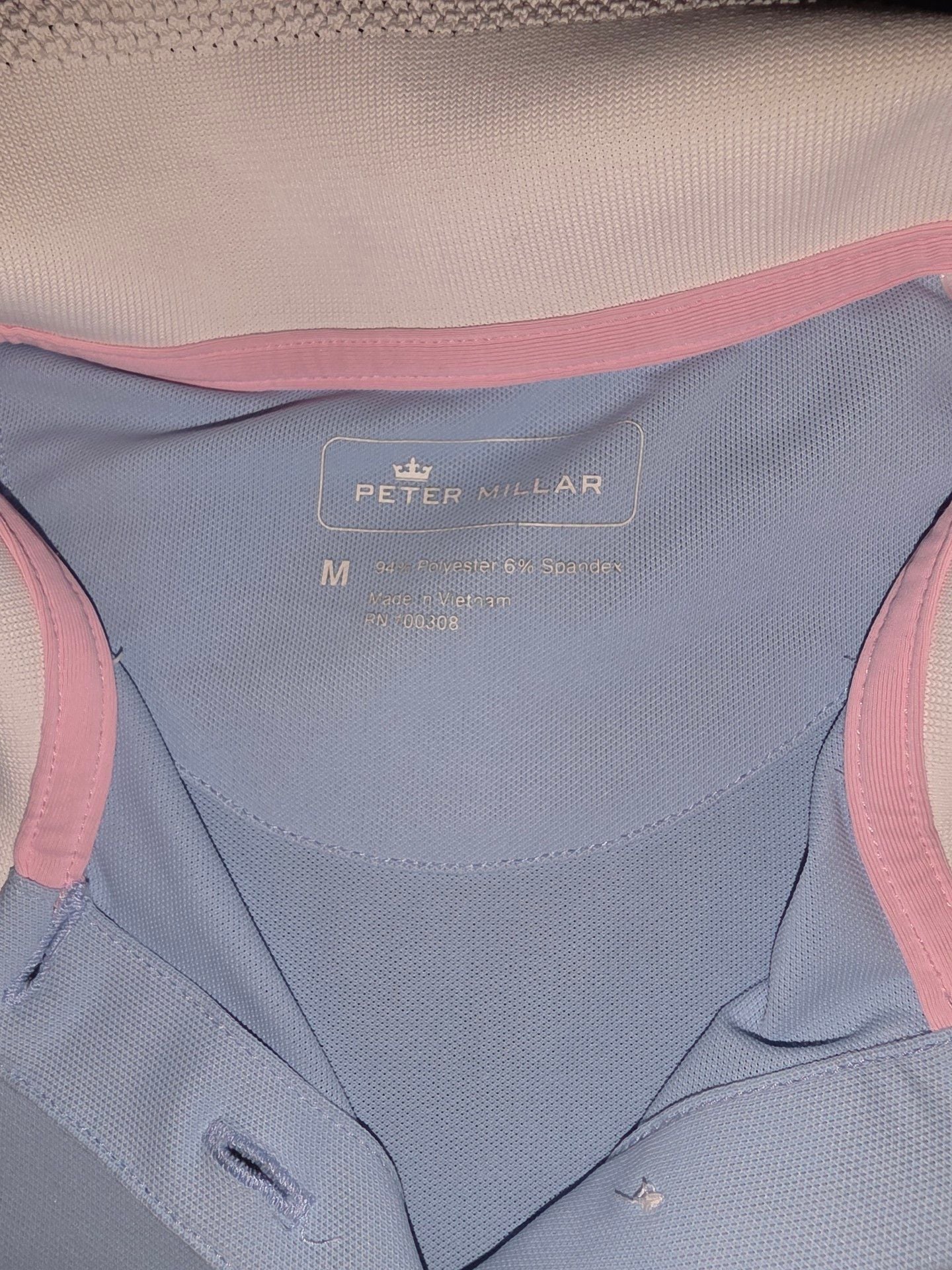 Peter Millar Polo Shirt Size M Light Blue Golf, Pickleball, Tennis Top 4