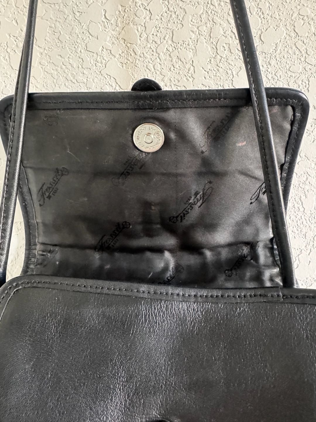 Fossil Black Embossed Croc Leather Crossbody Handbag 5