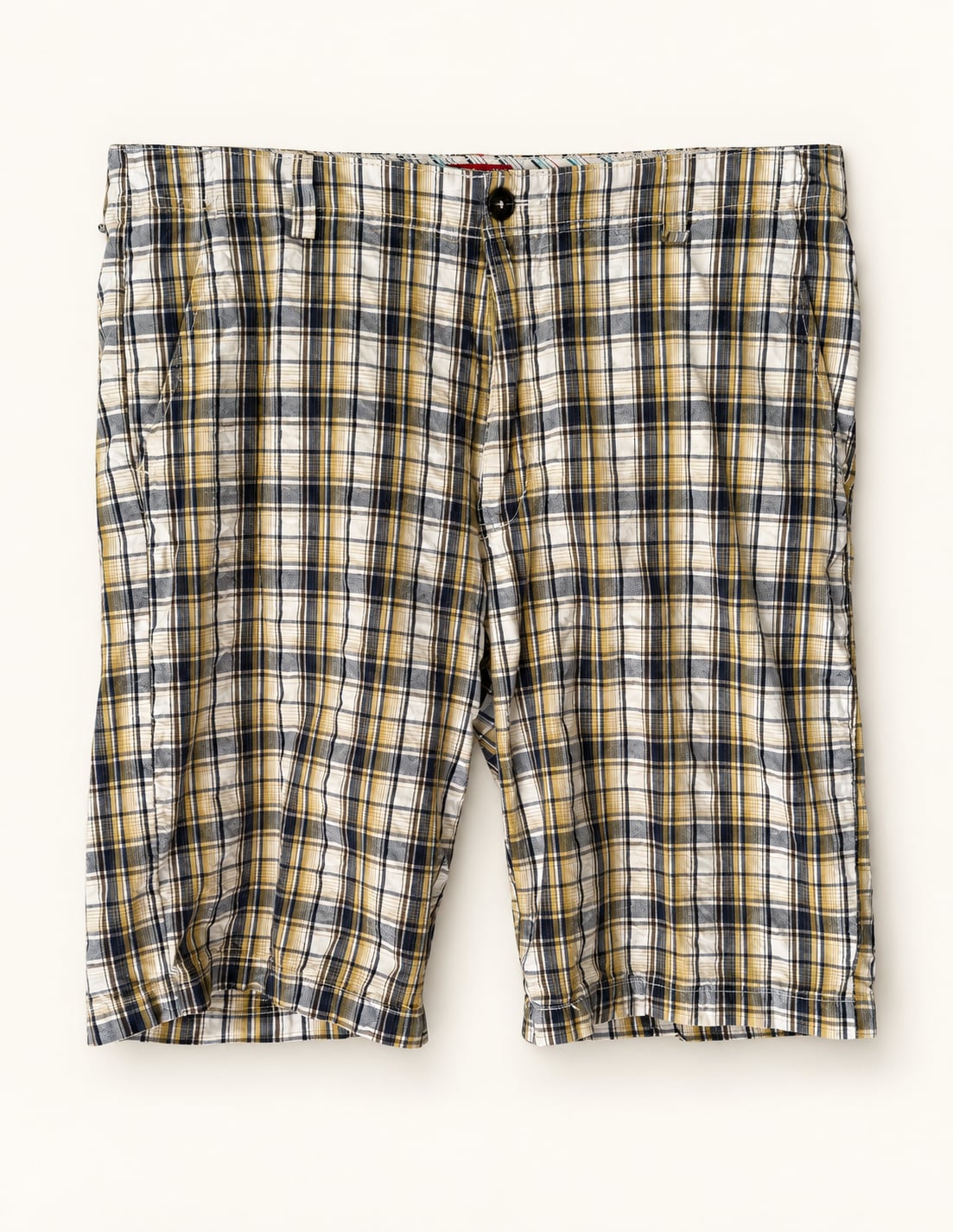 Levi's Plaid Shorts Size 38 Yellow Blue Cotton Casual 2
