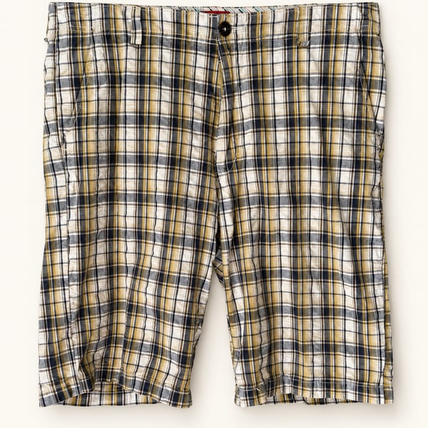 Levi's Plaid Shorts Size 38 Yellow Blue Cotton Casual
