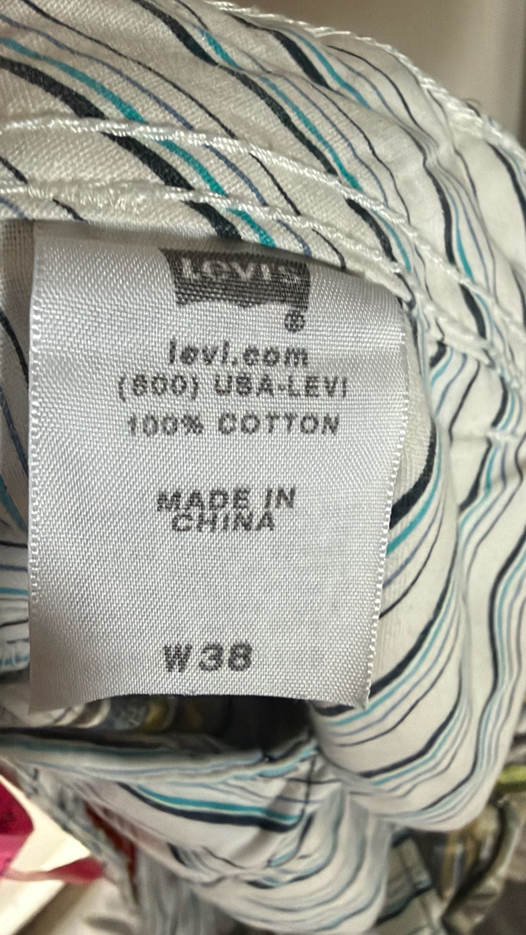 Levi's Plaid Shorts Size 38 Yellow Blue Cotton Casual 5