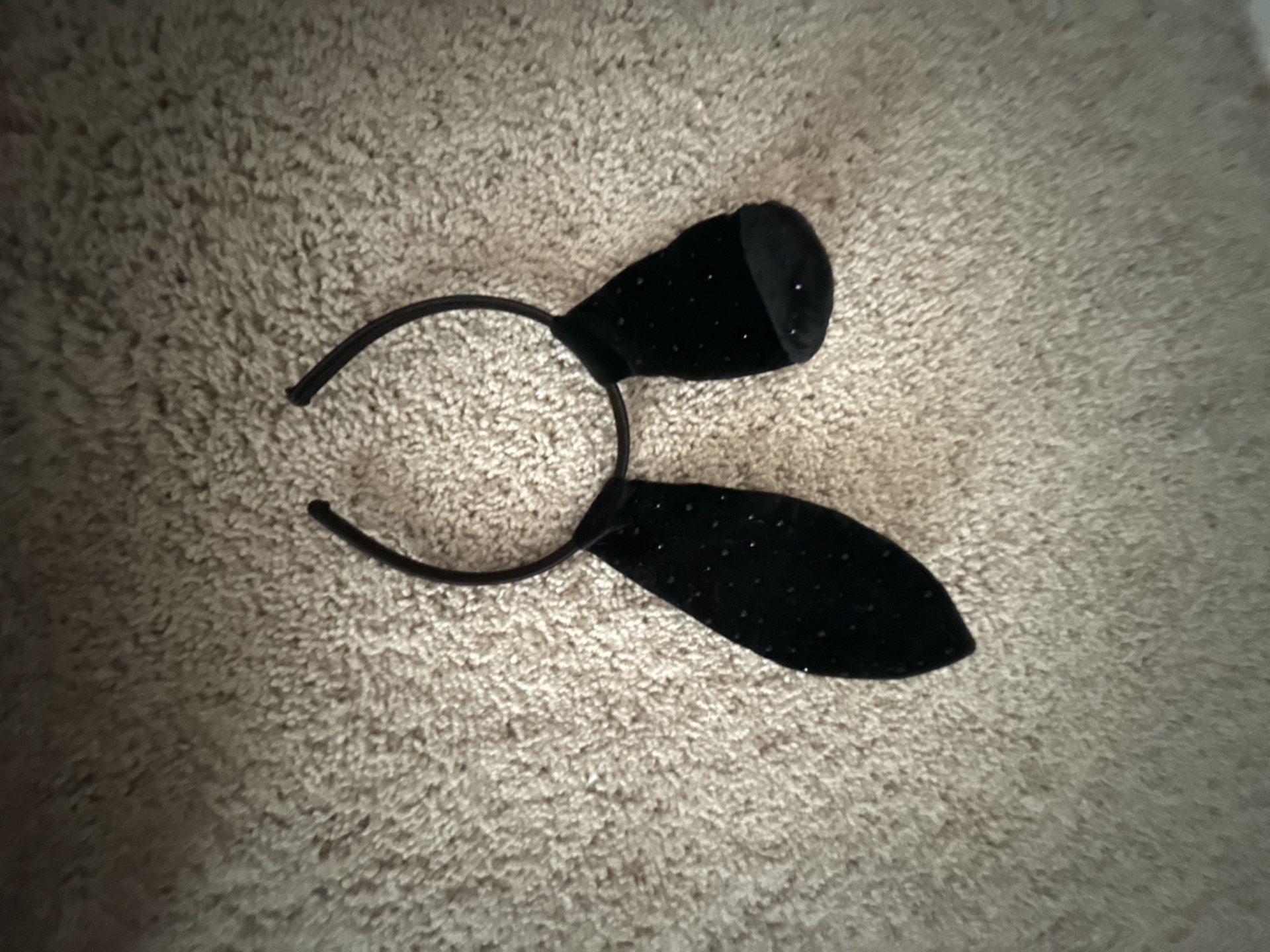 Black Velvet Poseable Bunny Ears Headband 2