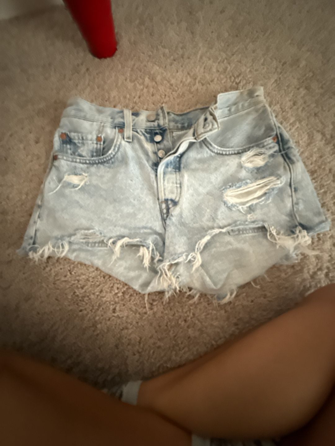 Levi's 501 Distressed Denim Cutoff Shorts Light Wash 3