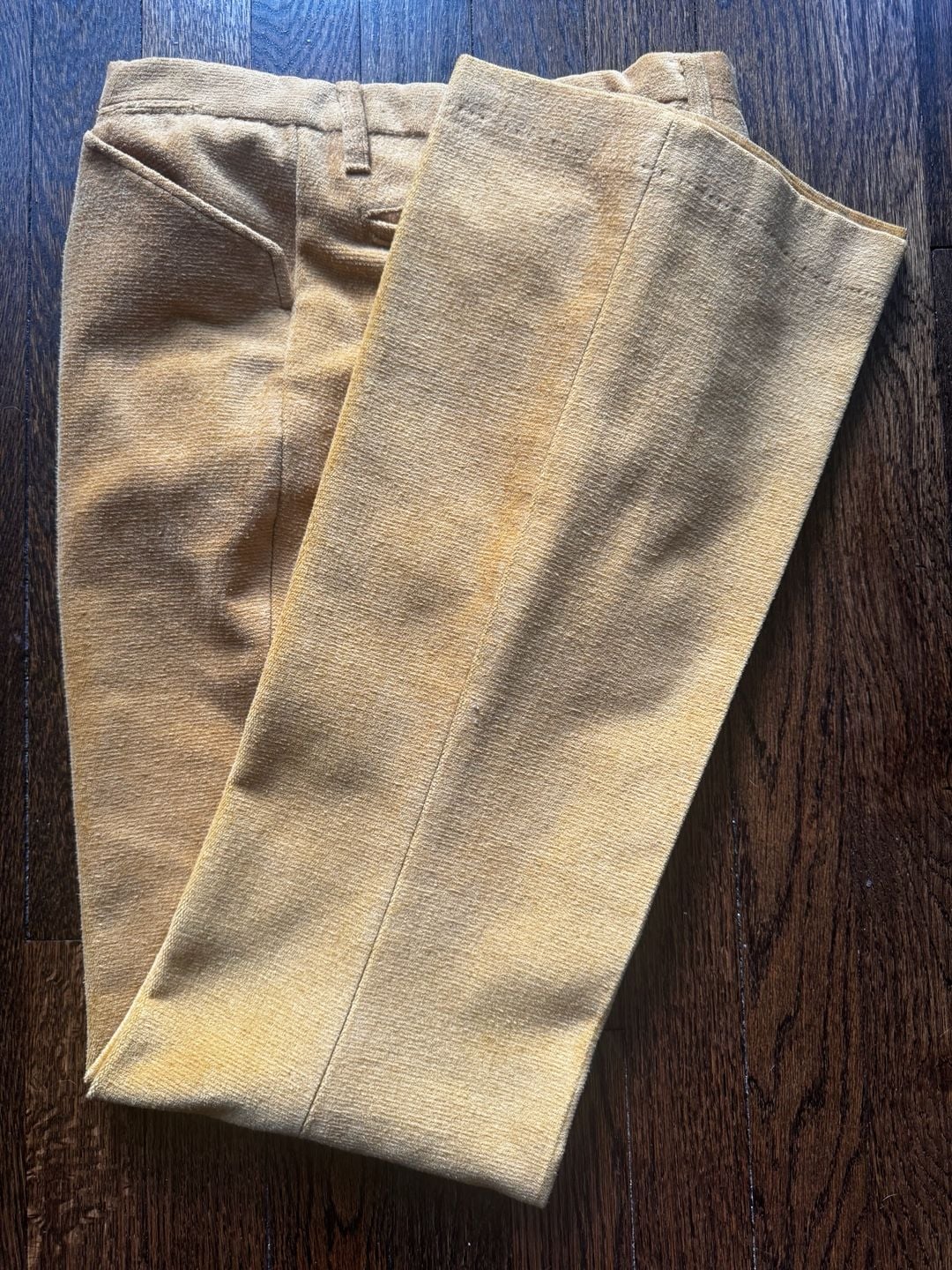 VTG ‘70s 30x31 Sears Roebuck Mustard Yellow Velveteen Bell Bottom Flare Pants 2