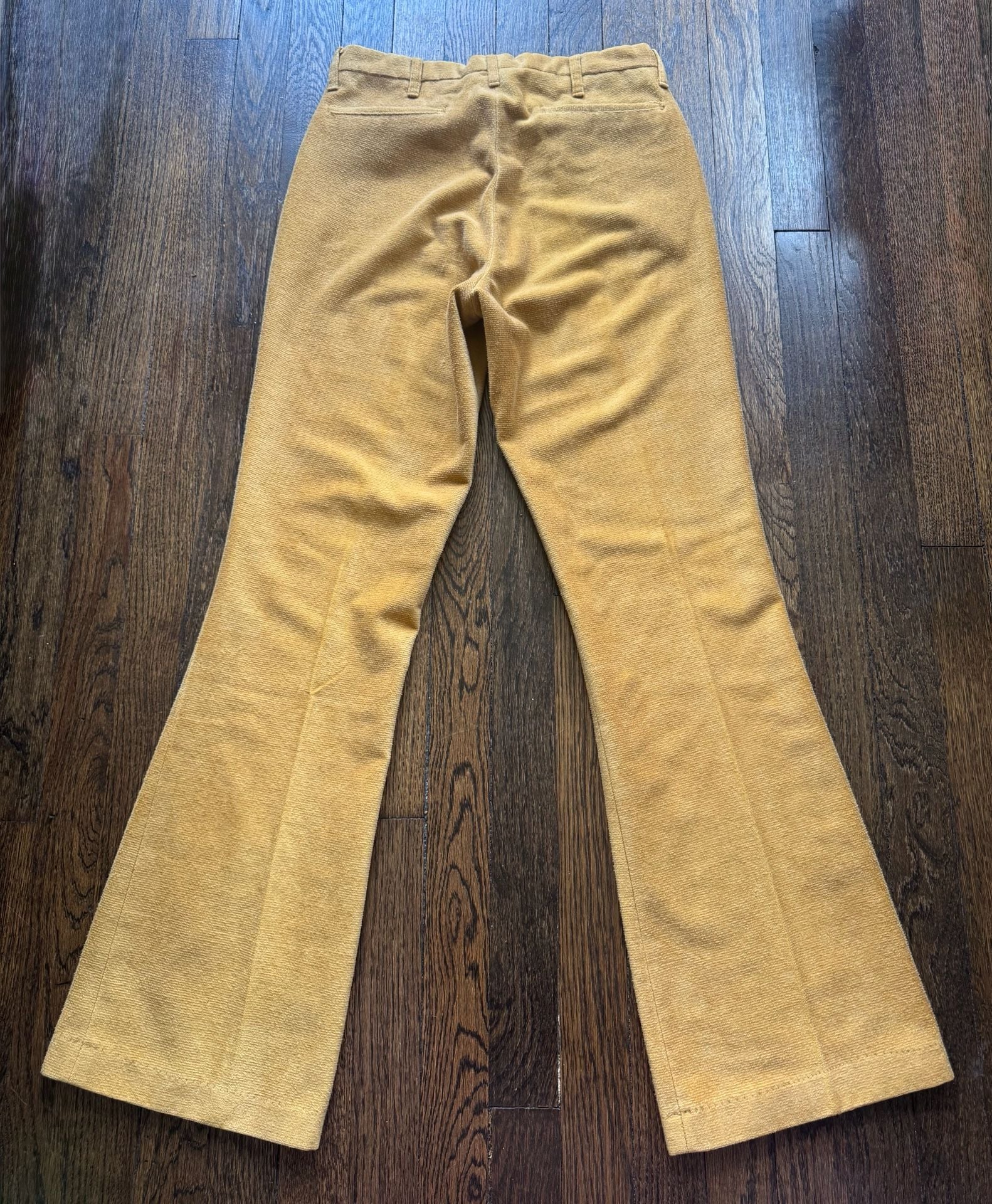 VTG ‘70s 30x31 Sears Roebuck Mustard Yellow Velveteen Bell Bottom Flare Pants 5
