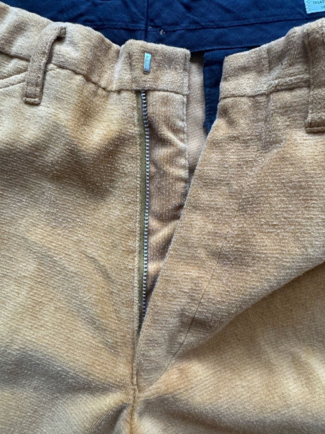 VTG ‘70s 30x31 Sears Roebuck Mustard Yellow Velveteen Bell Bottom Flare Pants 8
