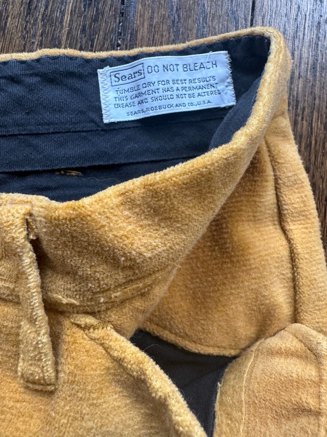 VTG ‘70s 30x31 Sears Roebuck Mustard Yellow Velveteen Bell Bottom Flare Pants 9