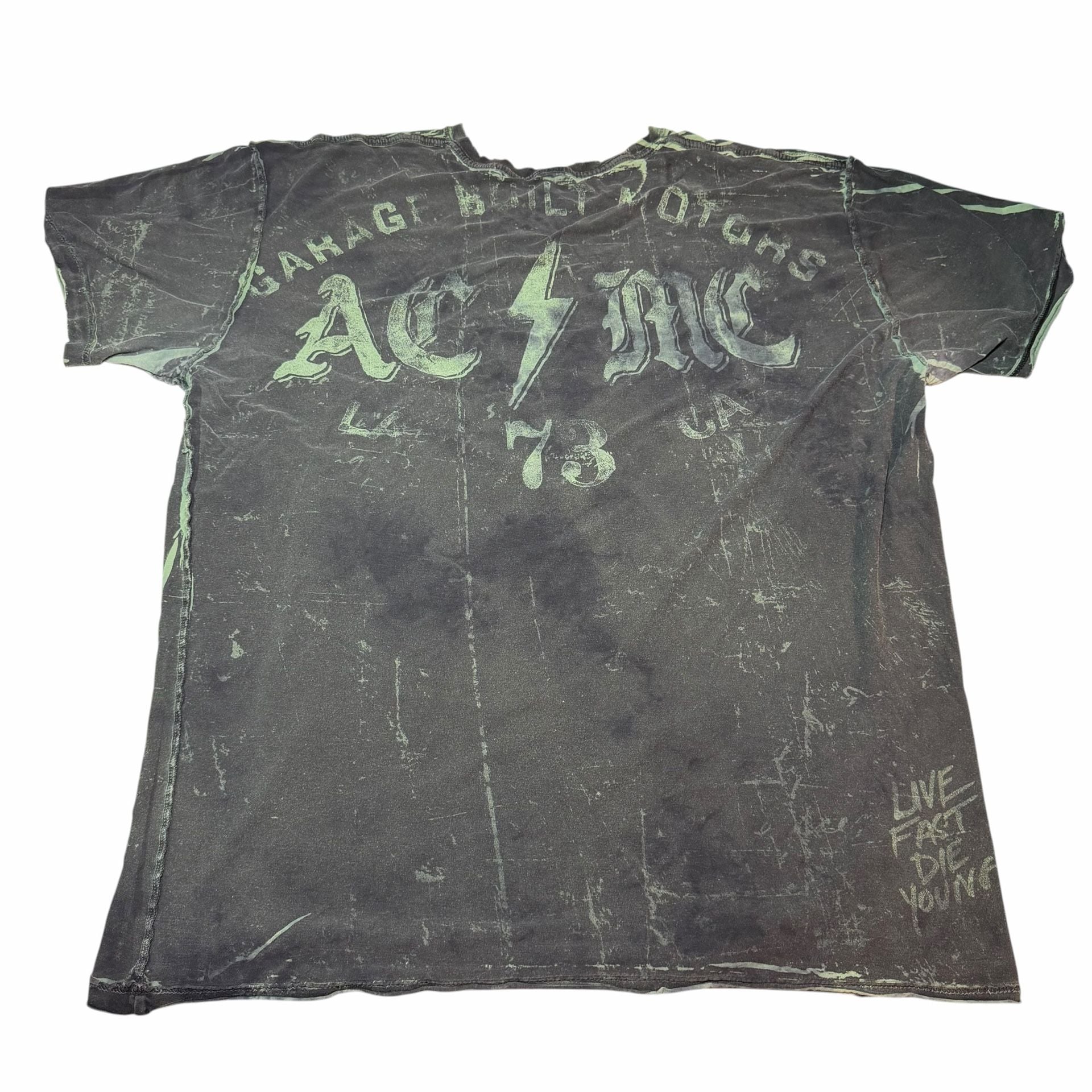 Affliction American Customs Motor Club T-Shirt Green Tie Dye Graphic Tee 5