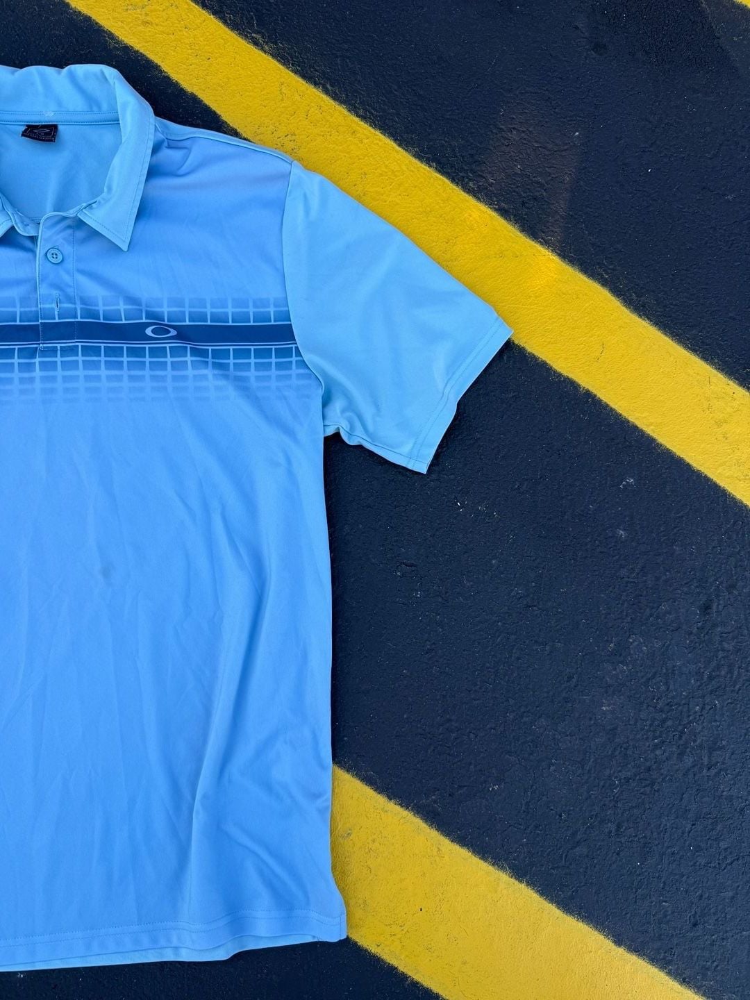 Oakley Polo Shirt Blue Golf Athletic Short Sleeve 5