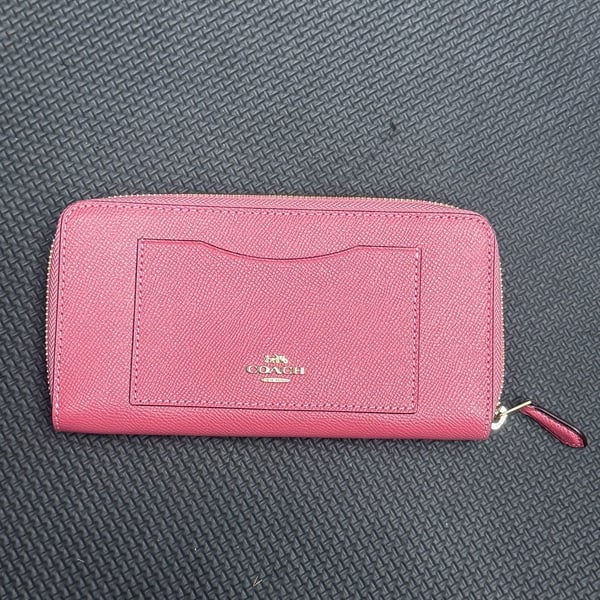 Coach Accordion Zip Wallet Pink Crossgrain Leather