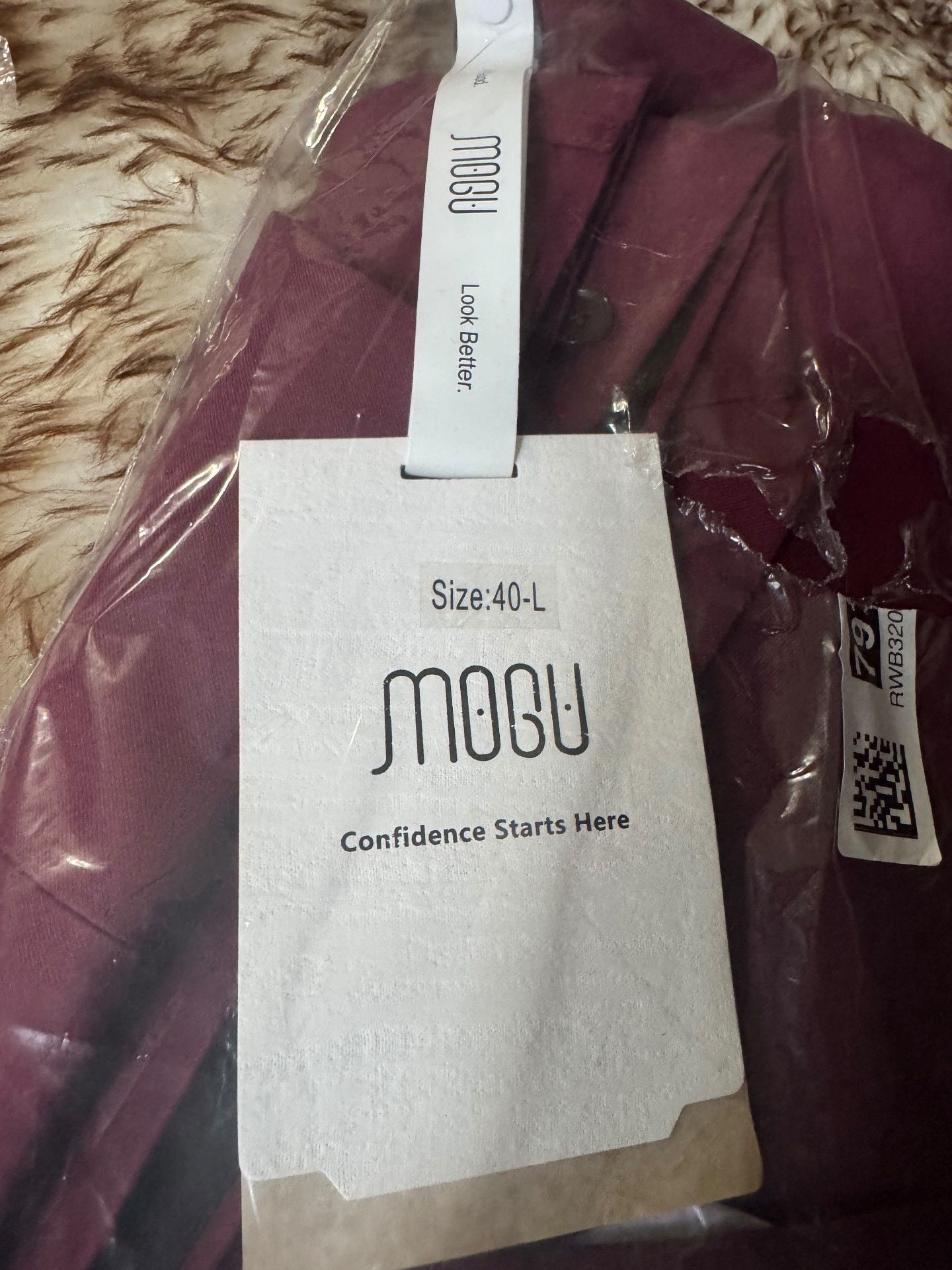 MOGU Suit Size 40-L Burgundy Blazer and Pants 5