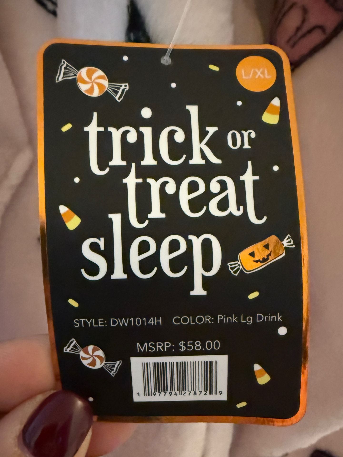Trick or Treat Sleep Oversized Hoodie Size L/XL Pink Drink Halloween 3