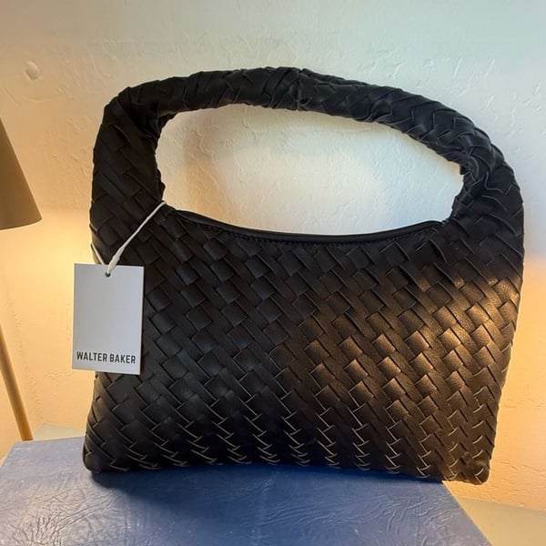 Walter Baker Woven Shoulder Bag Black