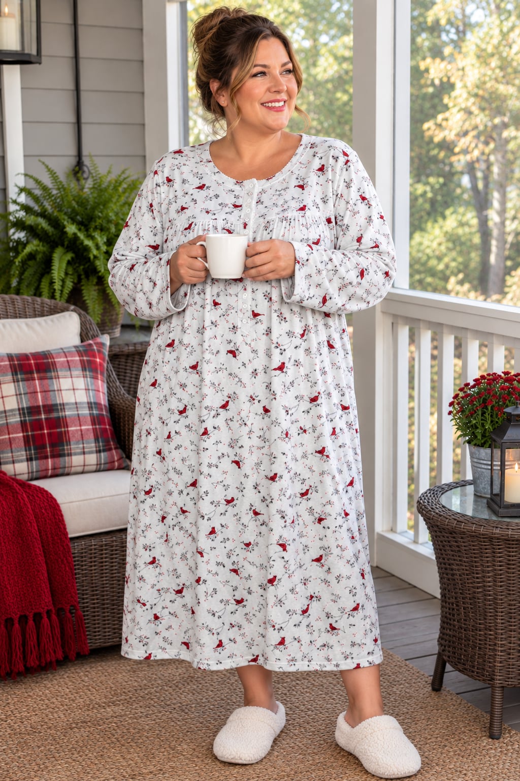Aria Collection Nightgown Red Cardinal Velour Sleepwear Size 3X 2