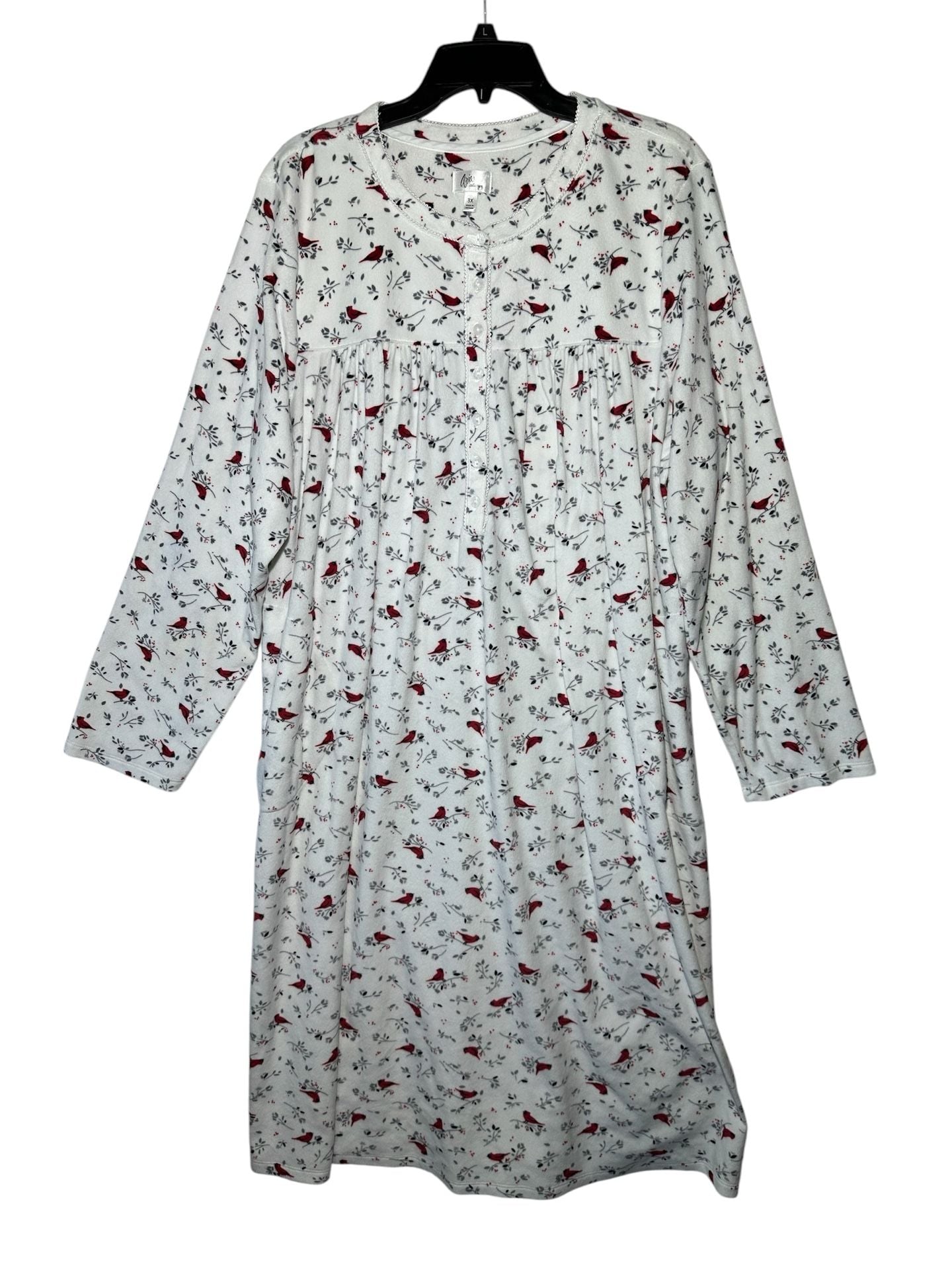 Aria Collection Nightgown Red Cardinal Velour Sleepwear Size 3X 4