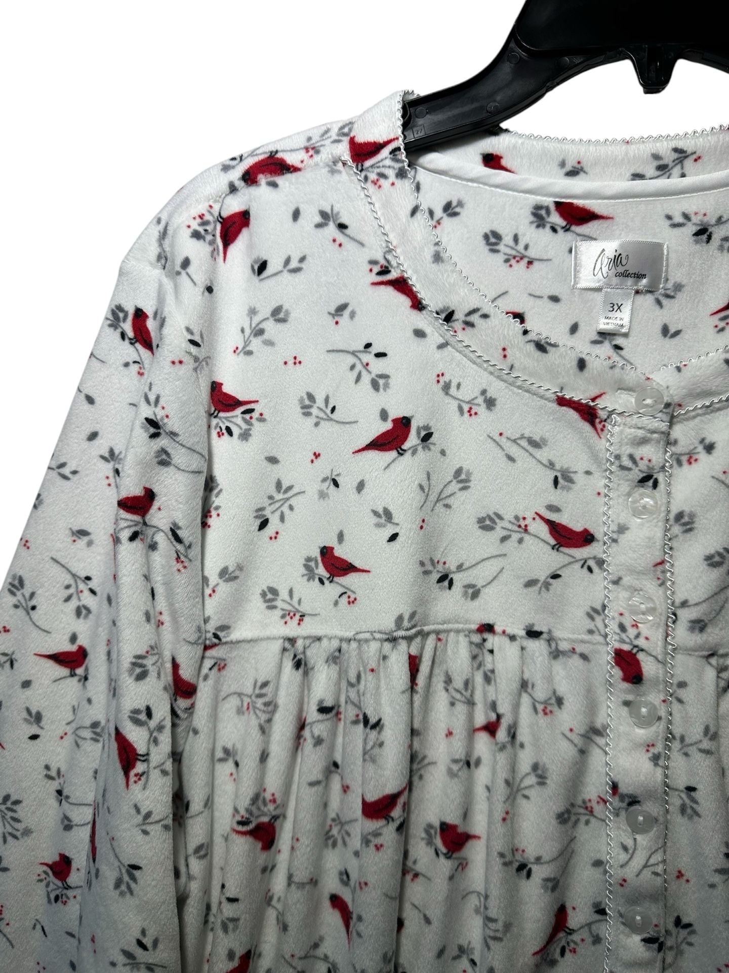 Aria Collection Nightgown Red Cardinal Velour Sleepwear Size 3X 5