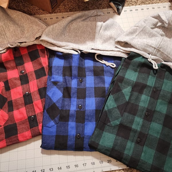 Speedrun Flannel Hoodie Shirt Size XL Blue Plaid Button Down Long Sleeve 3 Pack