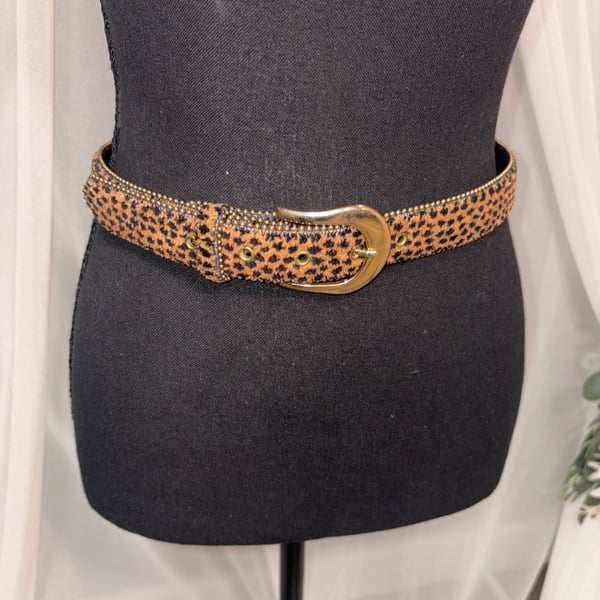 Paul Harris Leopard Beaded Edge Belt Size S/M