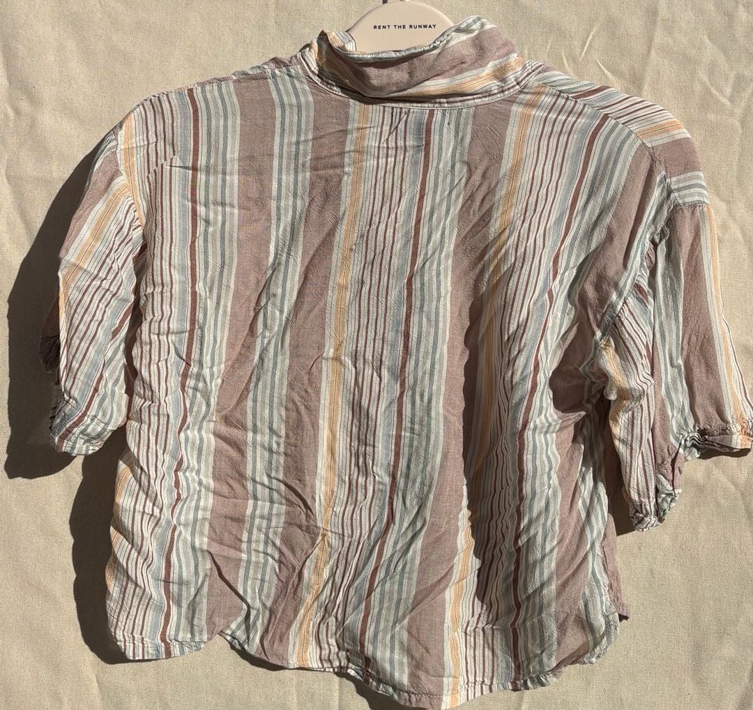 Prana Striped Button Down Shirt Size XS Multicolor Short Sleeve Blouse 3