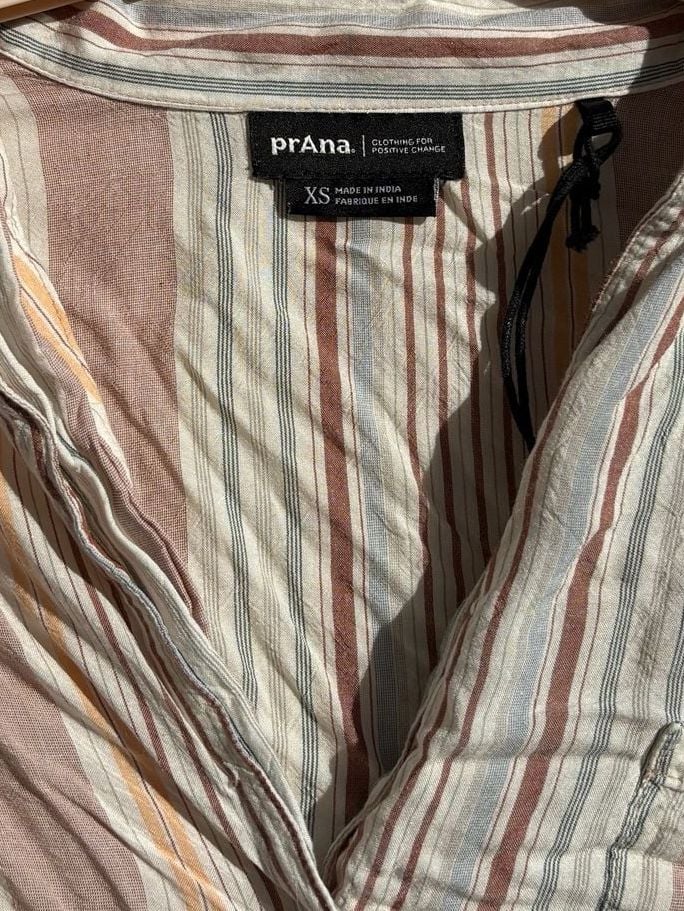 Prana Striped Button Down Shirt Size XS Multicolor Short Sleeve Blouse 5
