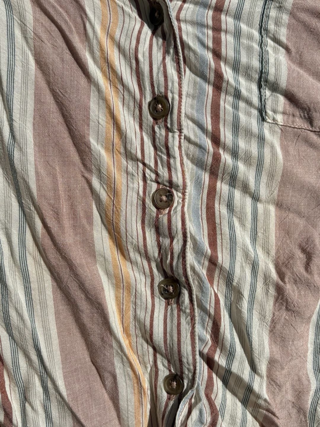 Prana Striped Button Down Shirt Size XS Multicolor Short Sleeve Blouse 4