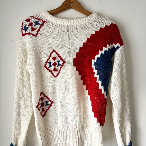 Vintage 1980s Knit Pullover Retro Sweater - Womens Small to Medium