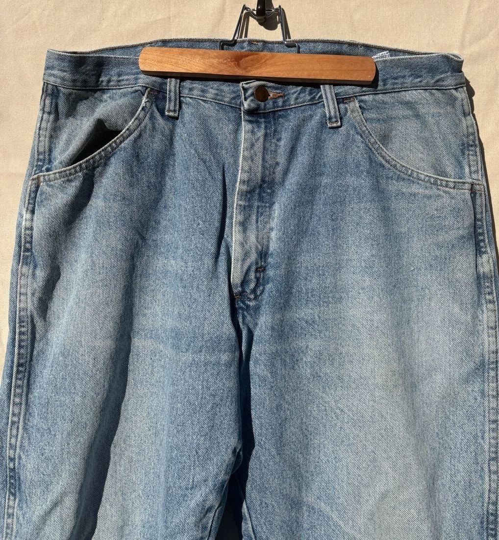 Rustler Jeans Men's Size 36X36 Blue Denim Work/Casual Medium Wash Cotton Pants 7
