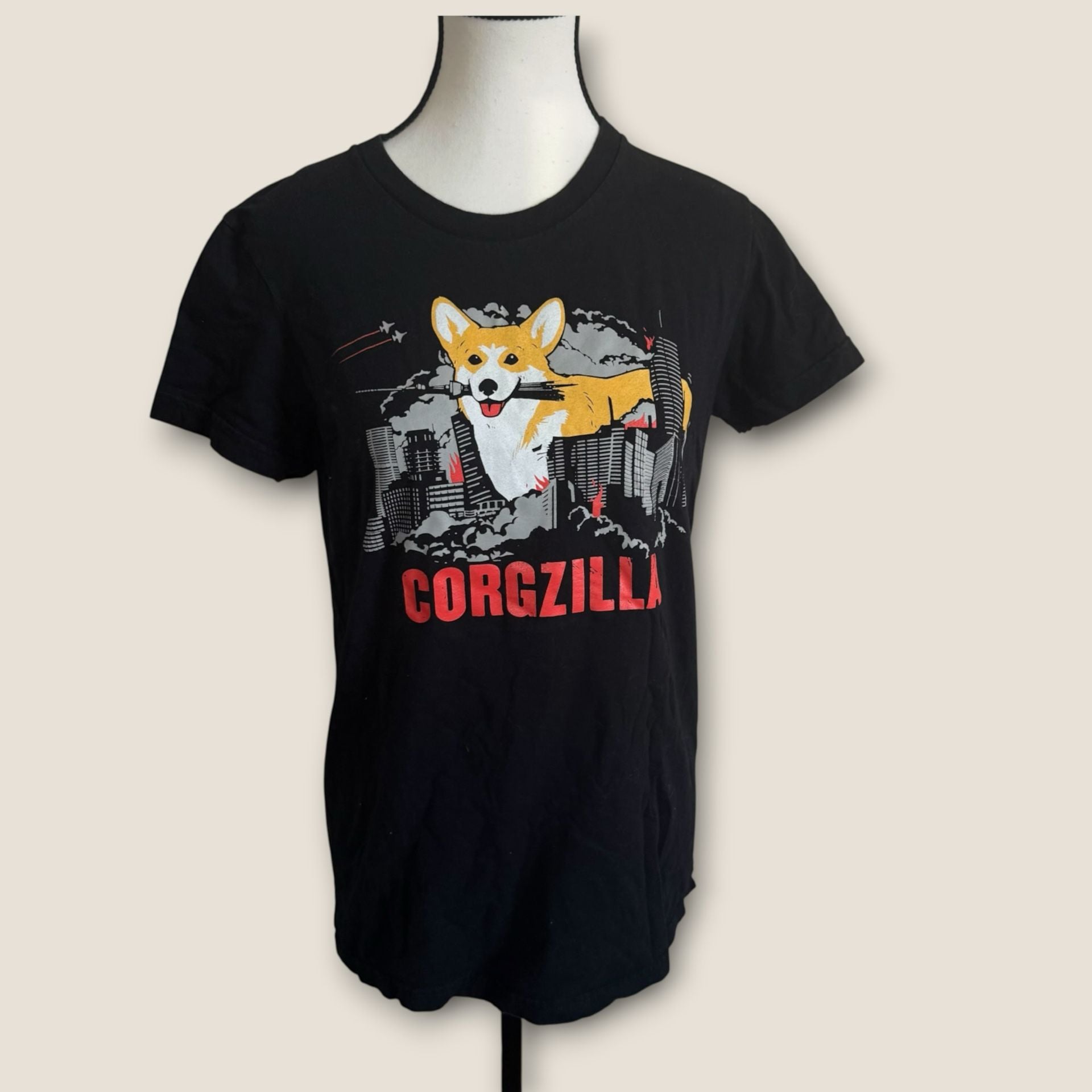 American Apparel Corgzilla Graphic T-Shirt Size XL Black 3