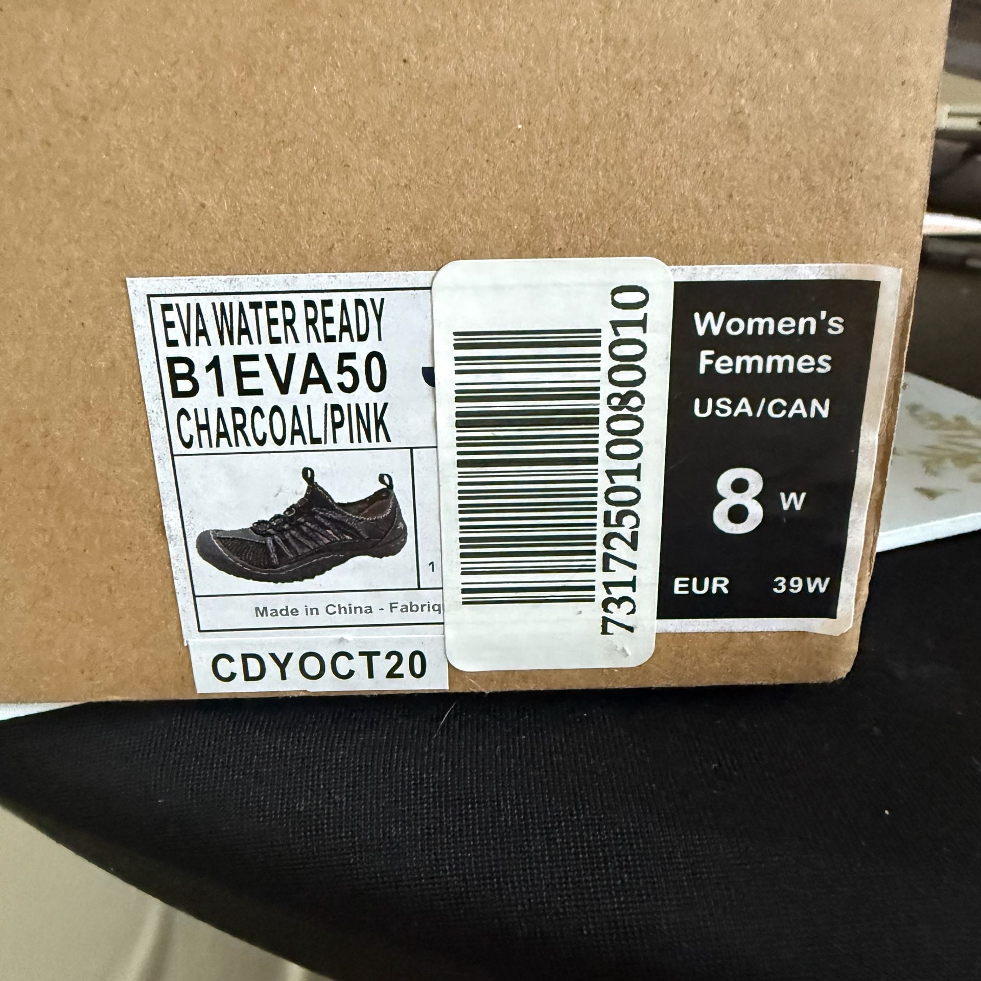 New in Box JBU EVA Water Ready Size 8W Charcoal Pink Trail Sneaker 6