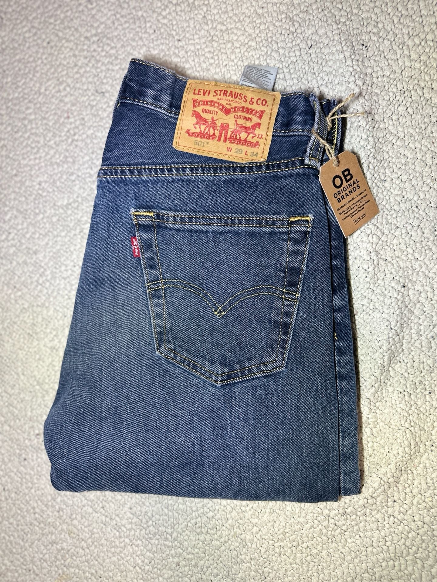 Levi's 501 Size 29x34 Medium Blue Denim Jeans 2