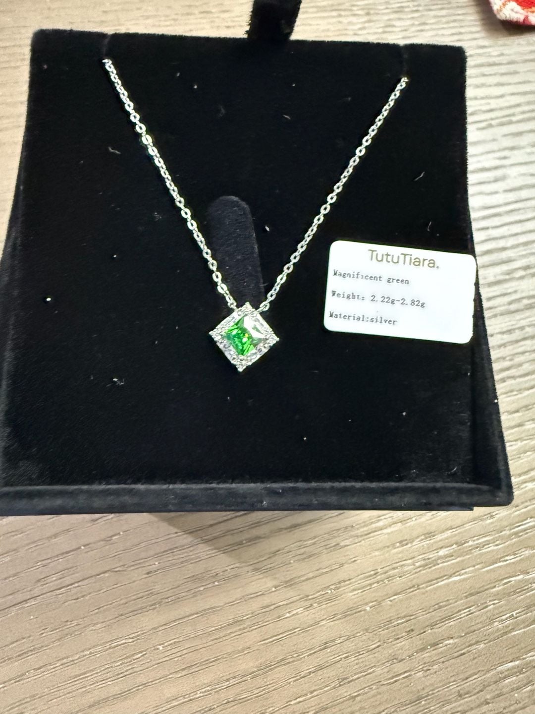 TutuTiara Sterling Silver Magnificent Green Pendant Necklace New Gift Box 3